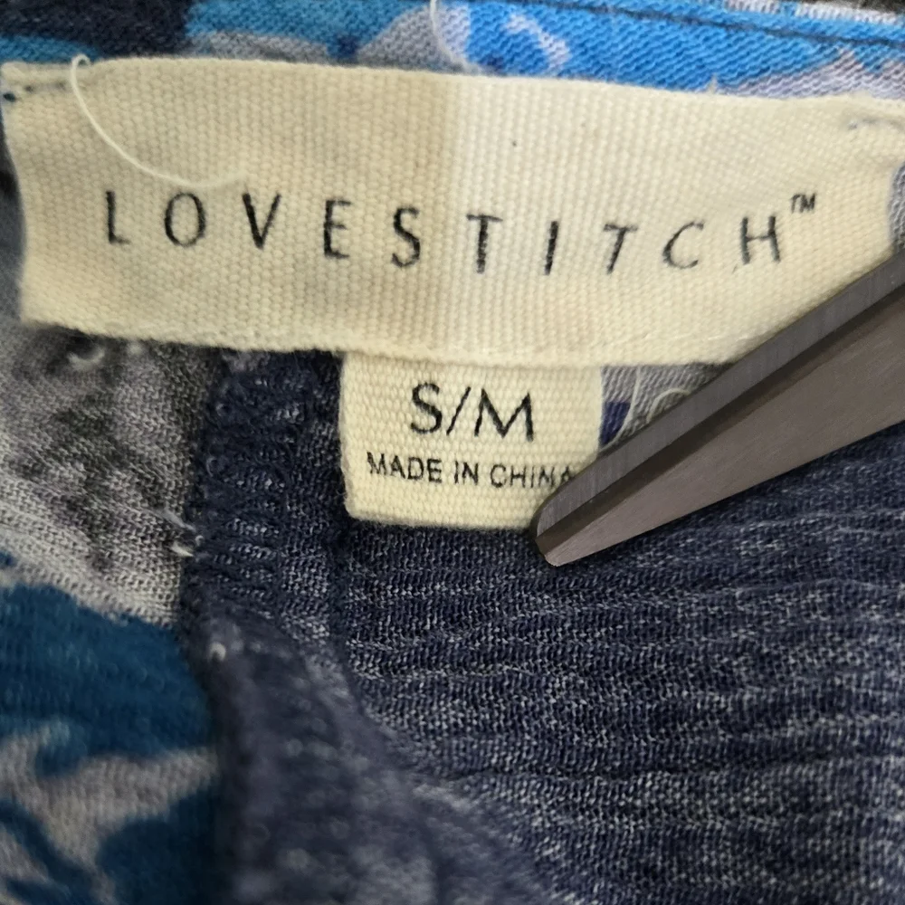 Lovestitch Blue Floral Maxi Dress Smocked Waist Size Small / Medium - Picture 10 of 13